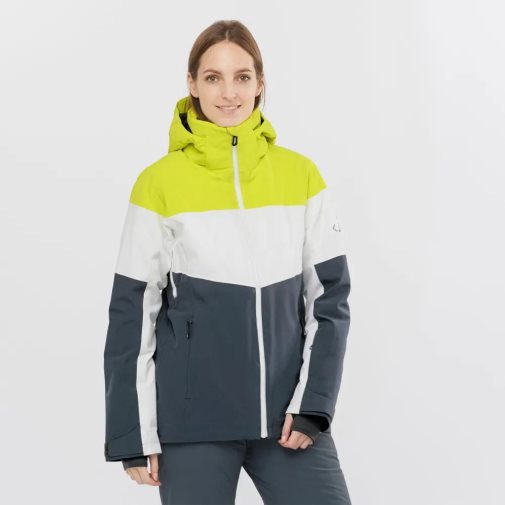 Jaquetas De Esqui Salomon Slalom Insulated Hoodie Feminino Verdes Branco Pretas | PT N17903